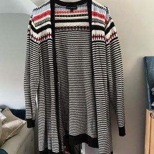 Lane Bryant Black and White Striped Cardigan
